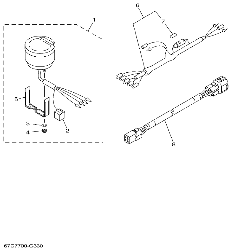 Yamaha F115A, FL115A, FL115AET METER parts diagram
